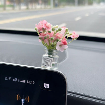 White Simulated Flower Vase Car Center Console Decoration Mini Vase Pink Purple Blue Yellow Simulated Flower Decoration