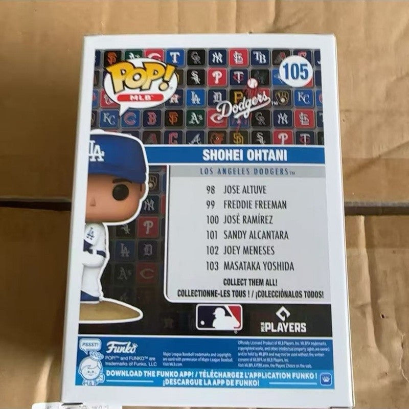 Funko Pop Baseball League Dodgers Shohei Ohtani Q-Edition Boneco de Ação Modelo 105 106 Boneco de Vinil Artesanal Presente Fofo para Fã