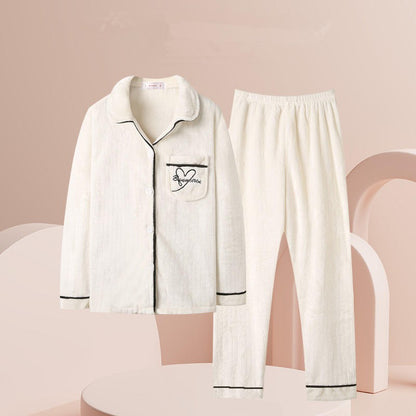 New 2025 Women's Coral Velvet Keep Warm Pajama Sets Autumn and Winter Thickened Fleece Warm Flannel Household Clothes for Women