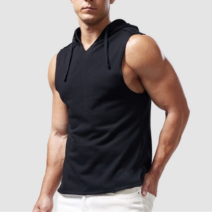2025 Summer Men's Basketball Running Training Hooded Sleeveless Fitness Top Fashionable Loose Quick drying Sports Tank Top