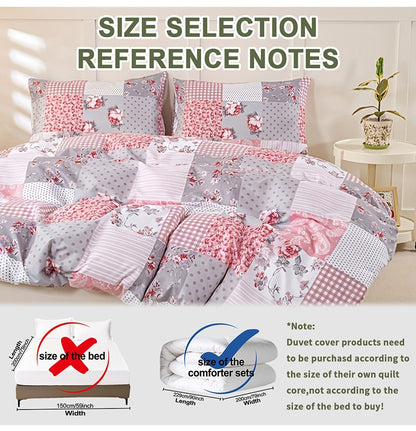 3pcs Splicing floral Pattern Duvet Cover Set, Soft Skin-Friendly Bedding Set Includes 1 Duvet Cover And 2 Pillowcases