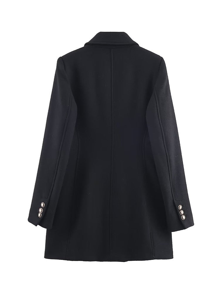 2025 Autumn Winter Women Notched Lapel Double Breasted Overcoat Long Sleeve Elegant High Street Loose Fit Casual Outerwear Jacke