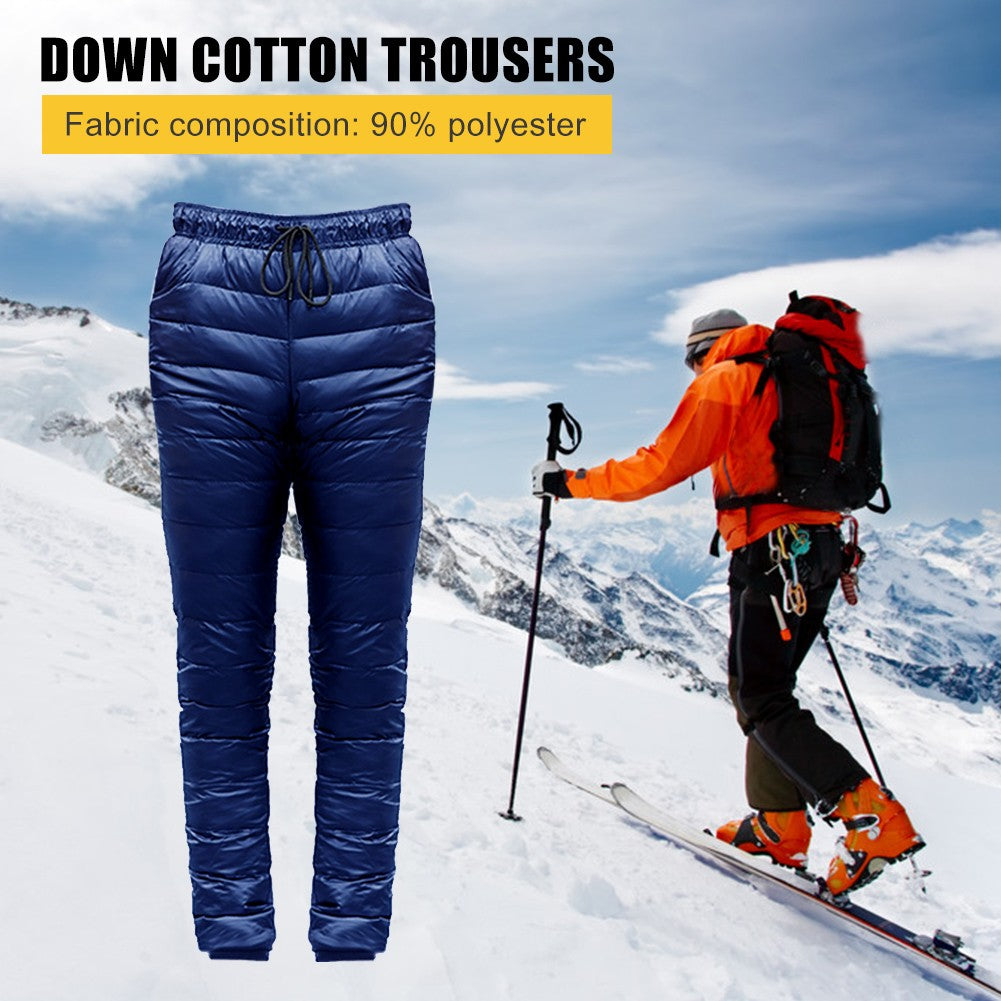S-5XL Down Pants Ultralight Warm Winter Snow Pants with Pocket Windproof Waterproof Camping Home Mountain Skiing Unisex