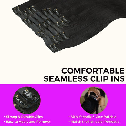 Extensões de Cabelo Humano Liso de 30 Polegadas com Presilhas Cor Natural Brasileiro 100% Remy Cabelo Humano 140G 10 Peças/Conjunto Cabeça Completa Para Mulheres