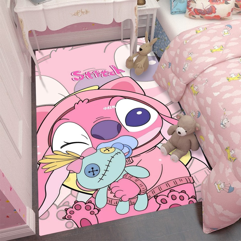 MINISO Stitch Cartoon Area Rug Blue Pink Living Room Decor Carpet Bedroom FloorMat Soft Comfy Rug for Disney Lovers Kids PlayMat