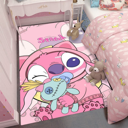 MINISO Stitch Cartoon Area Rug Blue Pink Living Room Decor Carpet Bedroom FloorMat Soft Comfy Rug for Disney Lovers Kids PlayMat