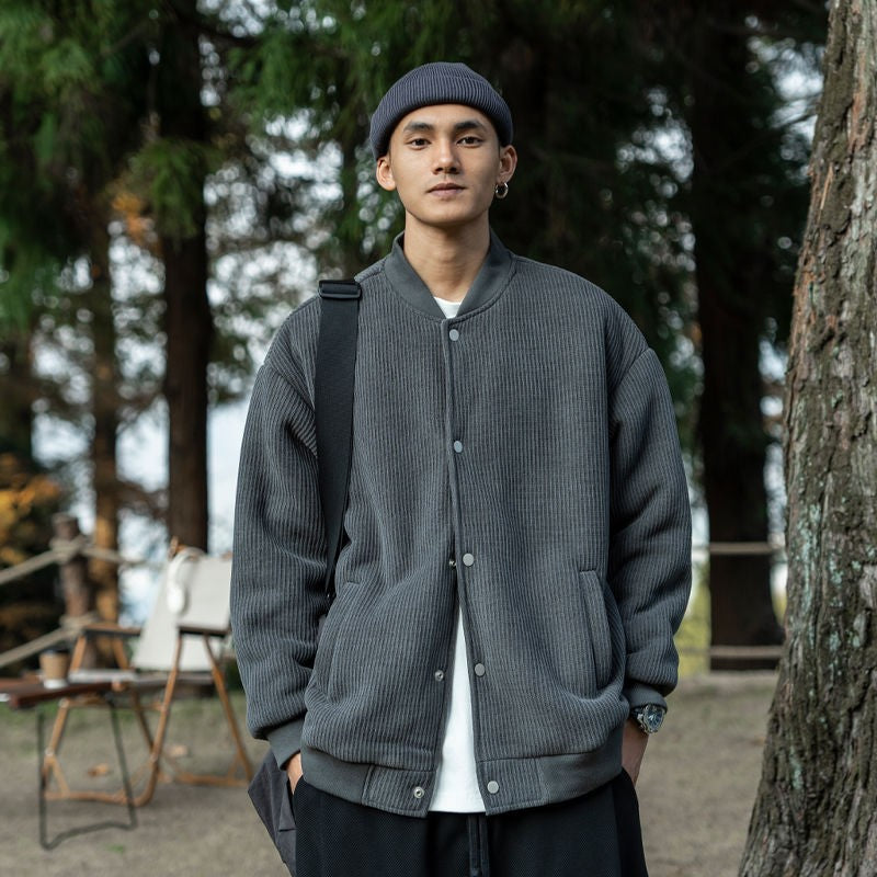 Oversize 300lb Men's Spring Fashion Baseball Jacket Vintage Loose Fit Pilot Coat Outerwear