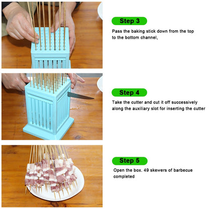 49 Holes Bbq Meat Skewer Maker Meat Cutter Lamb Beef Barbecue Skewer Portable Meat Skewer Maker Box Kitchen Barbecue Accessories