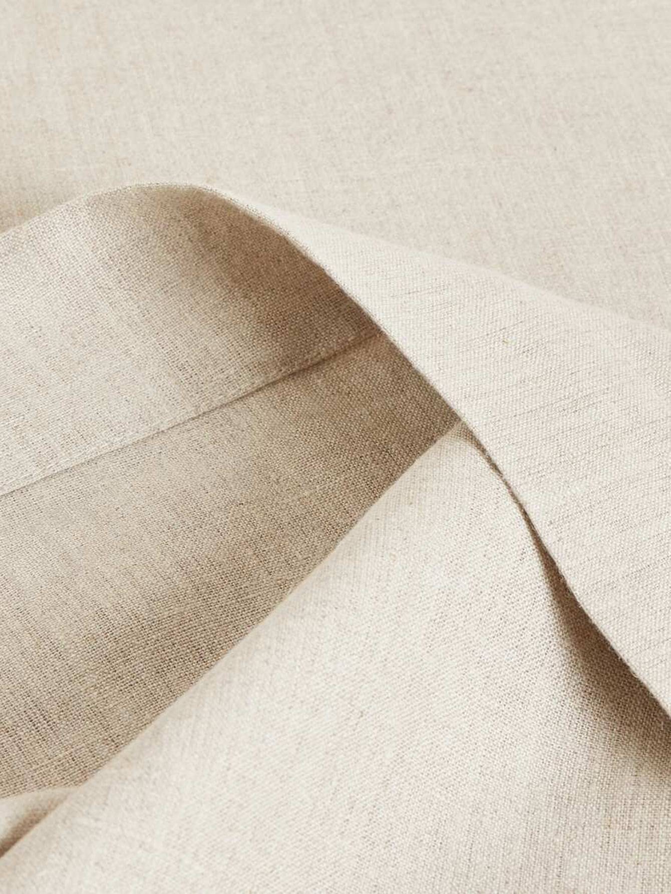 1pc Linen Tablecloth Beige Rectangular Fabric for Dining Picnic Camping