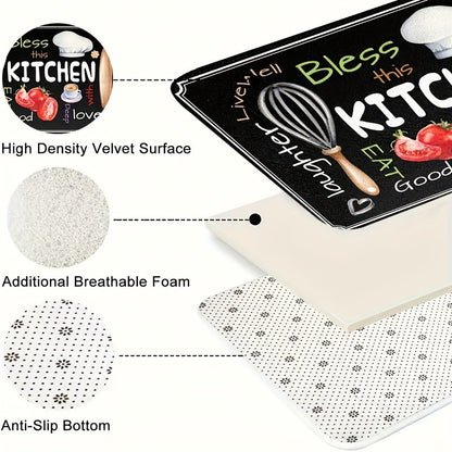 VIKAMA Kitchen, Laundry Room Floor Mats, Bathroom New Flannel Water-Resistant Soft Rug Dust-proof Toilet Treads Home Decorations