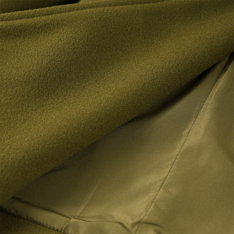 Woolen Solid Women Coat Fashion Belt Patchwork Lace Up Full Sleeve Lapel Lady Jacket 2025 Autumn Winter Female Loose Streetwear