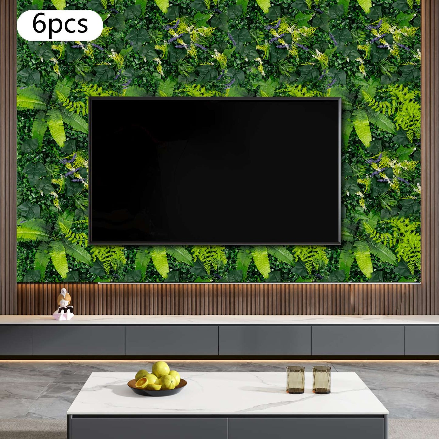 6 Pack Artificial Greenery Wall 60x40cm Faux Plant Panel for Garden Balcony Porch Wedding Party Indoor Outdoor Decoration