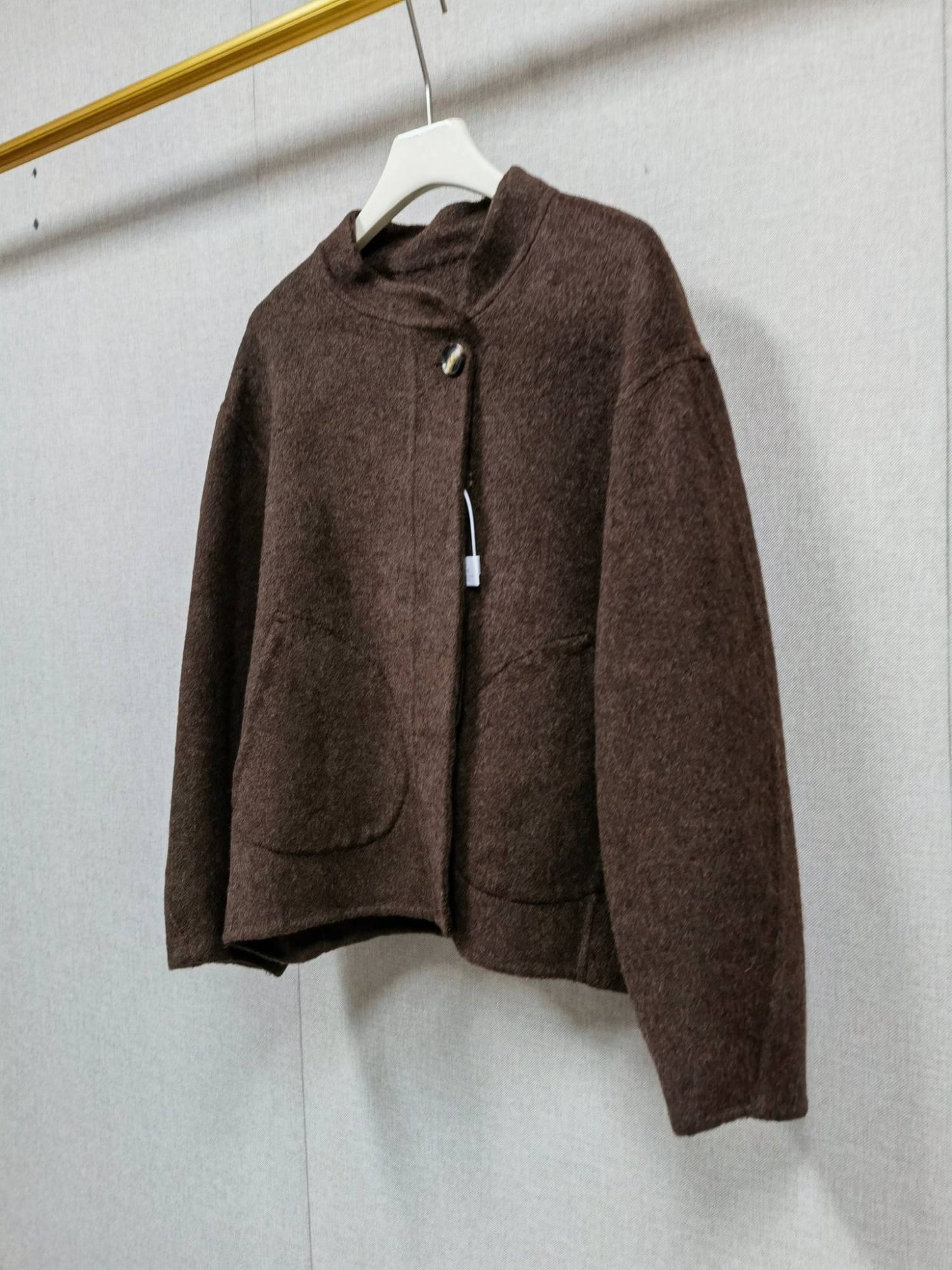 2025 Autumn Winter Fashion Women 3 Colors Single Breasted Stand Collar Coat Lady Double Sided Woolen Jacket