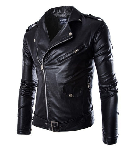 Black White Faux Leather Jacket Spring Autumn Slim Fit Men's Motorcycle Jacket With Zipper Casual Male Coat Outerwear Tops