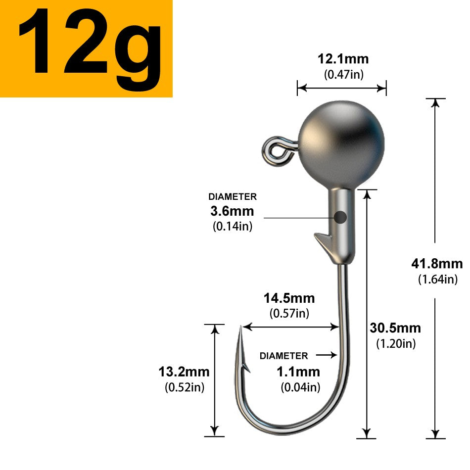 MrLurion 30pçs 1g 2g 3g 5g 10g 14g 18g 22g 25g 28g Anzol tipo jig head, anzol redondo para iscas soft e crank