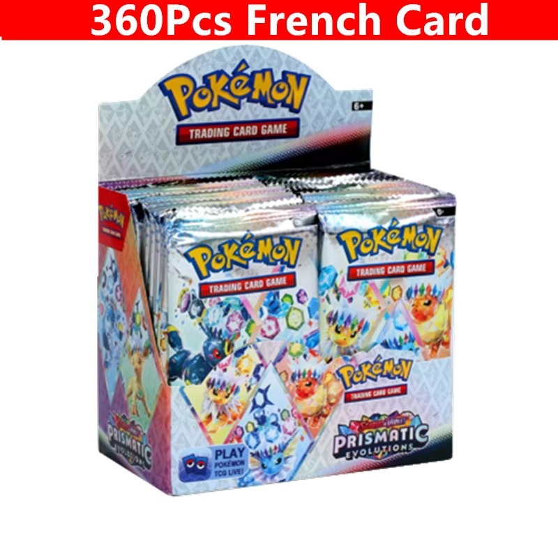 360 Cartas Pokémon em Inglês, Espanhol, Francês - Evoluções Prismáticas, Faíscas Efervescentes, Escarlate e Violeta 151, Booster Pokémon, Cartas de Batalha