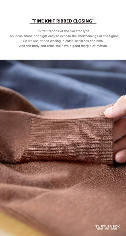 Maden Thermal Sweater Men’s Turtleneck Basic Knitted Shirts Autumn Winter Solid Thick Pullovers Turn-down Collar Soft Underwear
