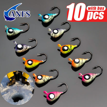 ANFS 10 peças Conjunto de Jigs para Pesca no Gelo - Perfeito para Aventuras com Panfish, Isca Legal para Pesca no Gelo