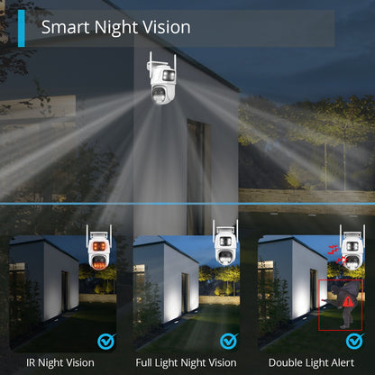 9MP WIFI IP Camera Three Lens Dual Screen With 8X Zoom 6MP PTZ Camera Ai Auto Tracking Security Video Surveillance Camera iCSee