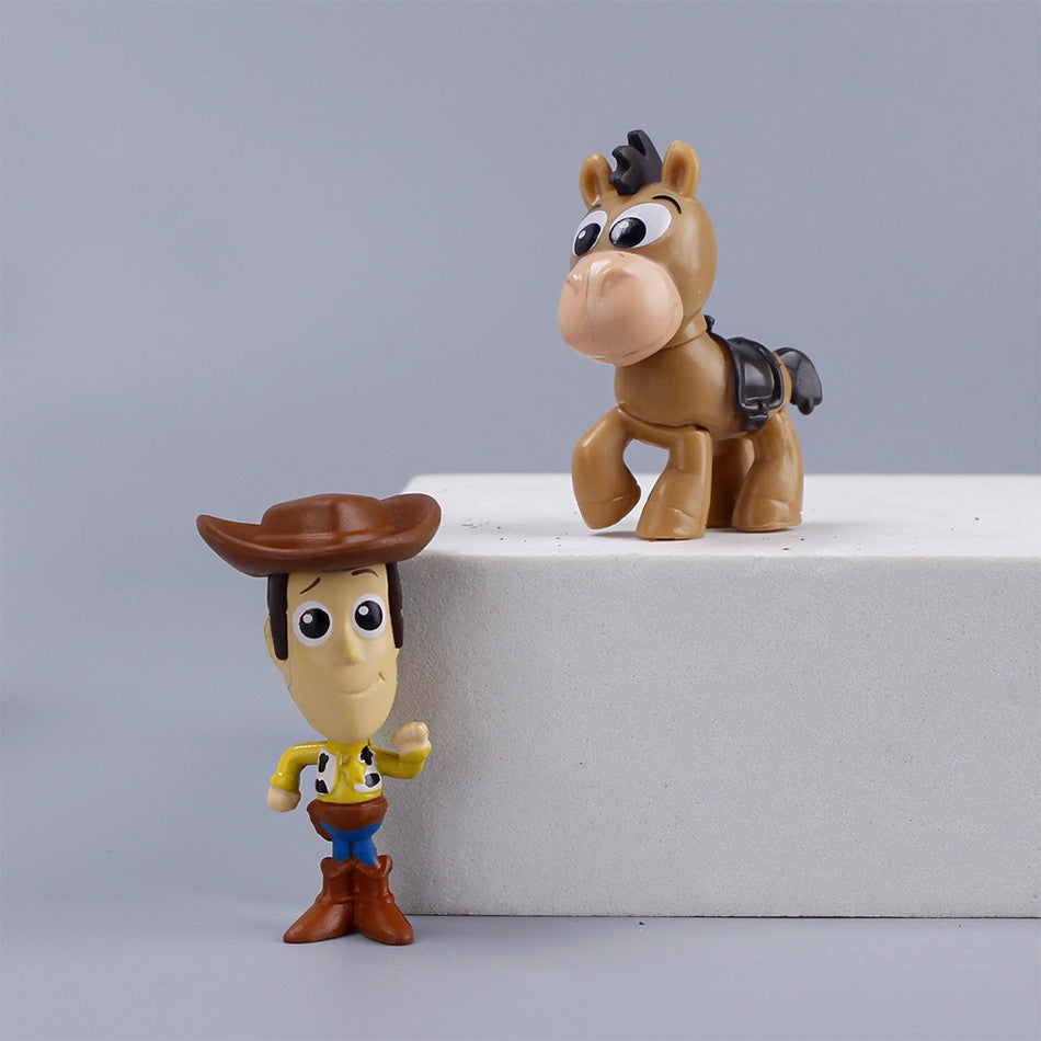 5cm 8 peças/conjunto Disney Toy Story 4 Woody Buzz Lightyear Figura de Ação Anime Decoração Coleção Miniatura Brinquedo Modelo Para Crianças