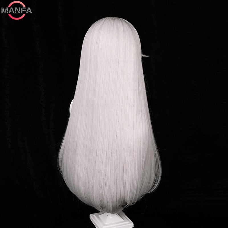 Peruca Cosplay HSR Clara 75cm Cabelo Liso Longo Prata Rosa Perucas Sintéticas Resistentes ao Calor Perucas de Festa de Halloween