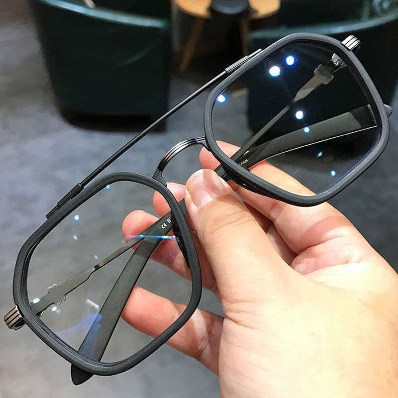 Óculos de Miopia Superdimensionados Armação Fosca Feixe Duplo Quadrado Bloqueador de Luz Azul Masculino Feminino Óculos para Computador Dioptria -0.5 a -6.0