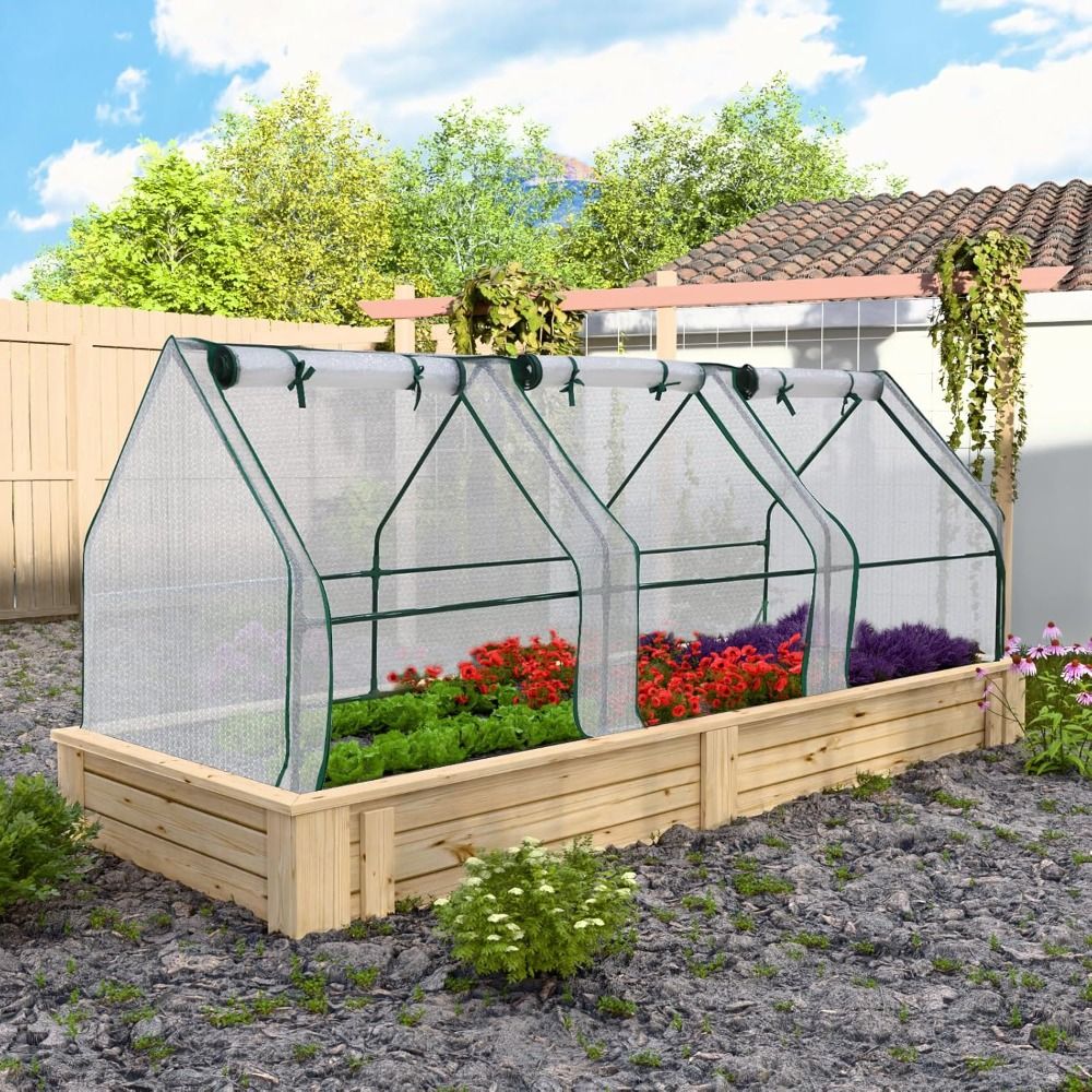 EAGLE PEAK Tunnel Greenhouse Garden Green House with Roll-Up Zipper Doors, Portable 96x36x36, Bubble Film Cover, White