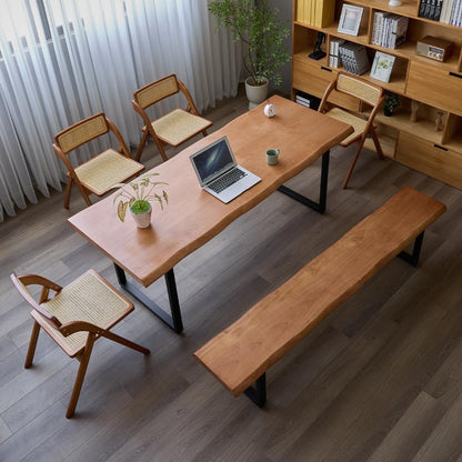 Modern Farmhouse Solid Wood Desk and Dining Table, Adjustable Height 55-62 inches, Seats 2-8, Easy Assembly