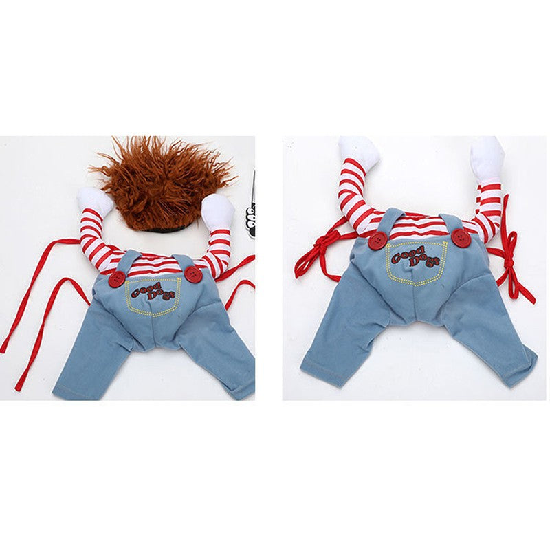 Roupas Engraçadas para Cães Fantasia de Cosplay para Cães Halloween Trajes Cômicos Segurando uma Faca Conjunto de Roupas para Gatos e Cães de Estimação para Festas e Festivais