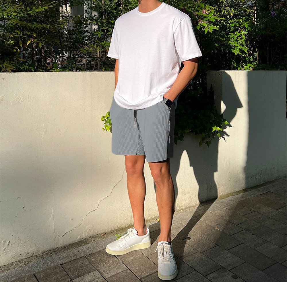 Men's Summer Quick Dry Breathable Gym Fitness Sports Running Ruffled Casual Shorts Workout Jogger Short Pants Loose Sweatpants