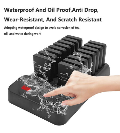 Wireless Restaurant Pagers Calling System 16 Coasters Buzzer Vibrator Bell Receivers For Food Truck Bar Coffee Fast Food Hotel