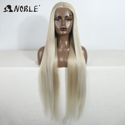 Perucas Noble Cosplay Para Mulheres Negras Perucas Sintéticas Lisas de Renda de 38 Polegadas Peruca Loira Ombre de Renda Peruca Sintética Loira de Renda Cosplay