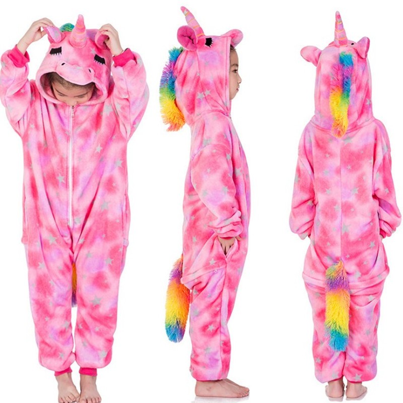 2-8Years Children's Unicorn Tiger Lion Fox Sika Deer Kigurumi Kid Onesie Pyjamas Cosplay Costumes for Halloween Carnival Party