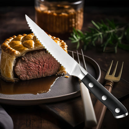 1/2/4/6 Pcs Stainless Steel Household Serrated Steak Knife For Dinner Serrated Table Steak Knife ABS Handle Steak Knife Sets