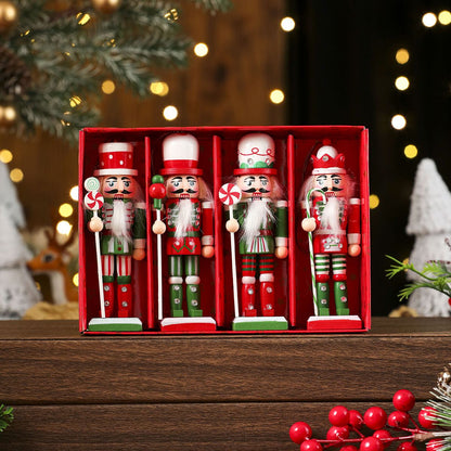 3/4/5PCS Walnut Soldier Christmas Ornaments Pink Red Gold Walnut Soldier Christmas Tree Decorations Xmas Gifts