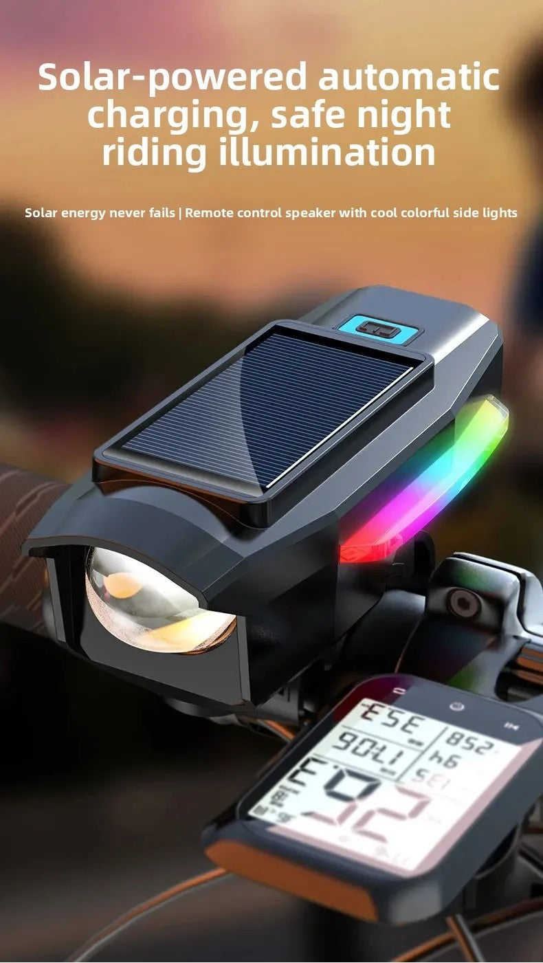 BUCKLOS Bike Light Solar Power Bicycle Front Light Highlight LED with Colorful Side Lamp Cycling Lights Bicycle Accessories