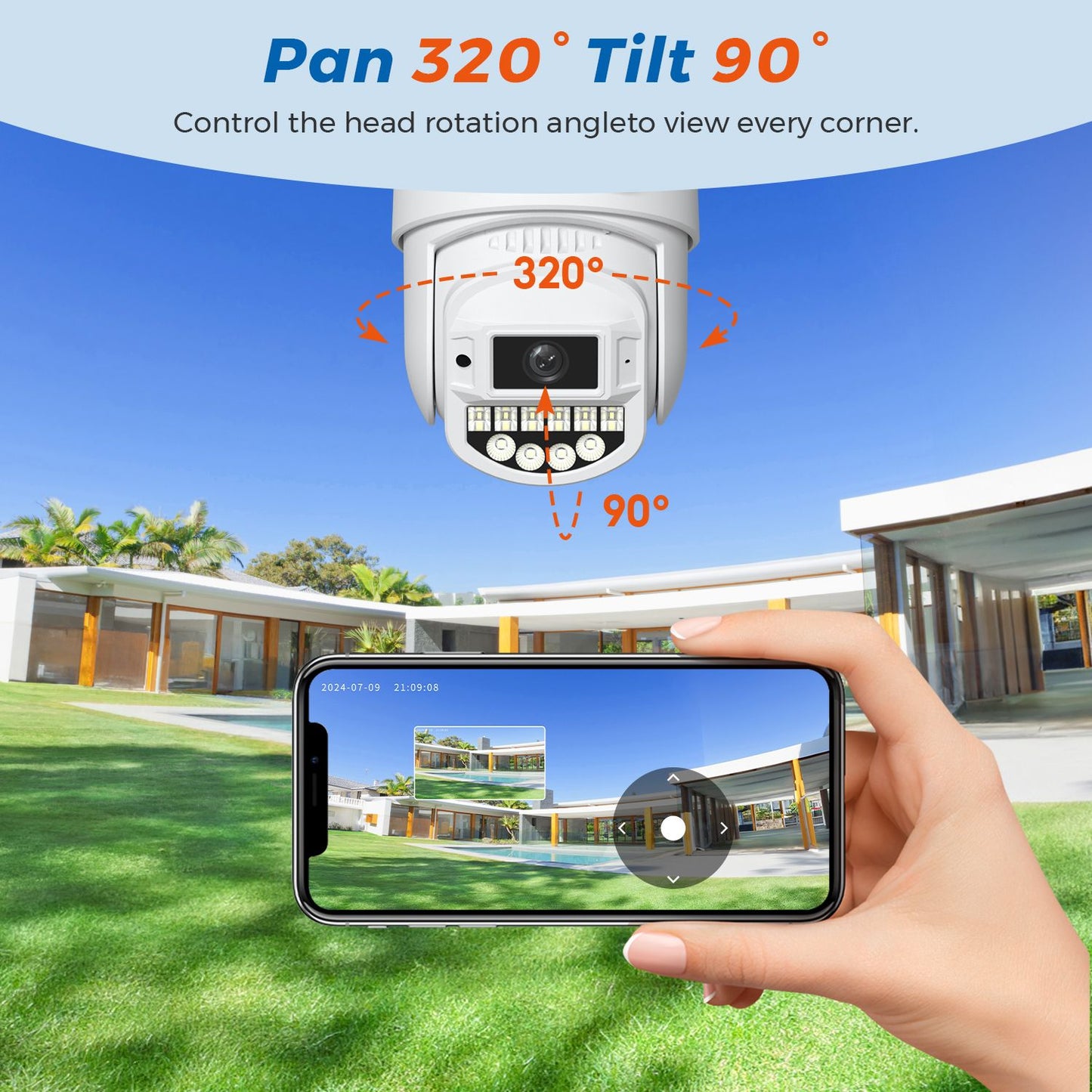 10MP 5K Wifi IP Camera Outdoor 2.4GHZ 5GHZ PTZ Surveillance Camera Dual Lens Dual Screens Email Alert 4K Security Protection