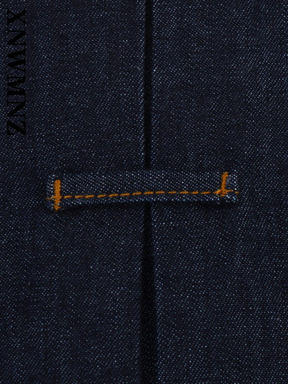 XNWMNZ 2025 Summer Woman's Casual Commuting Long Sleeve Denim Long Sleeve Top Simple Lady Blue Turn-down Collar Fashion Shirt