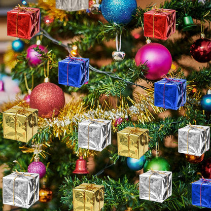 12/240x Christmas Foam Gifts Boxes Xmas Tree Hanging Pendants Colorful Candy Boxes Home Festival Party DIY Decoration Supplies