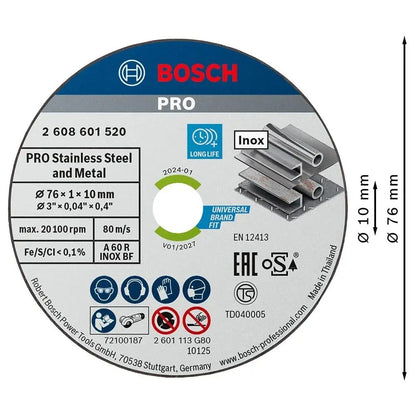 BOSCH 2608601520 Disco de Corte Fino BOSCH PRO Speed para Inox e Metal para Minirrebarbadora Acessórios para Ferramentas Elétricas Bosch