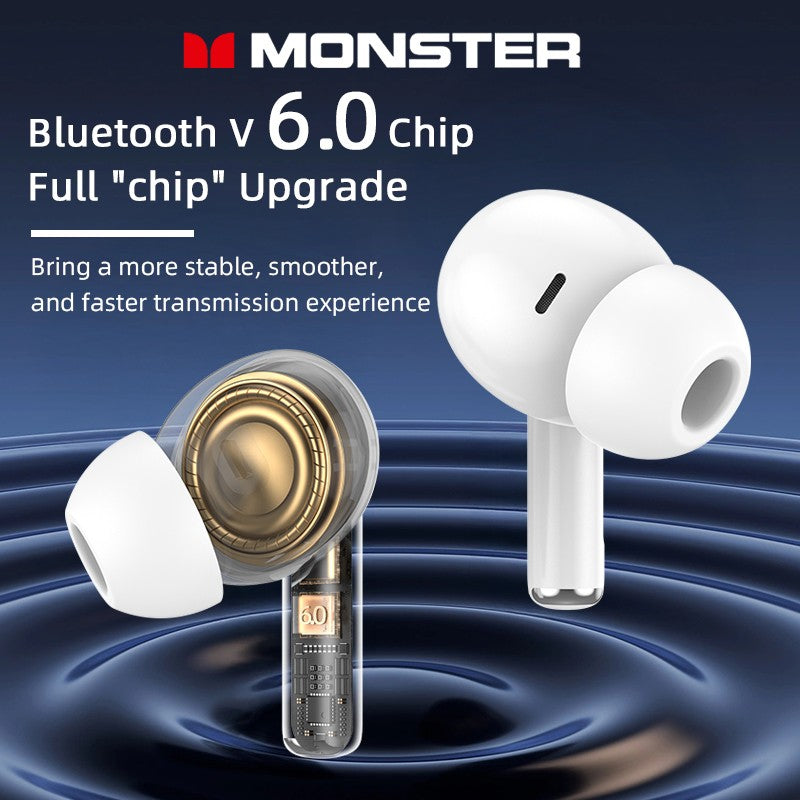 Monster MQT39 Wireless Bluetooth 6.0 Earphones TWS Hifi Stereo Wireless Headphones Gamer Headset Noise Reduction Sports Earbuds