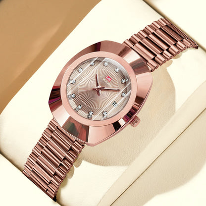 2024 New Women Oval Watch 34mm Stainless Steel Quartz Movement Brand Luxury Water Diamond Gold Black Casual Dress Banquet Watch