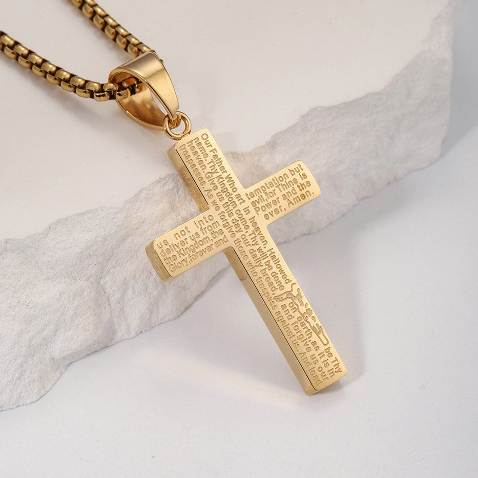 Colar Masculino Minimalista Aço Inoxidável Cruz de Jesus para Homem
