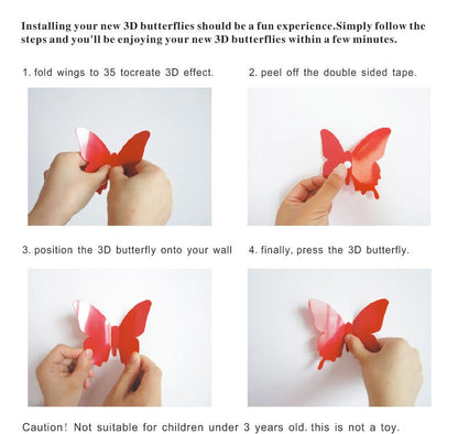 12pcs 3D Butterfly Mirror Wall Sticker Decal Removable DIY Art Party Wedding Decoration Kids Room Home Decor Crystal Sticker