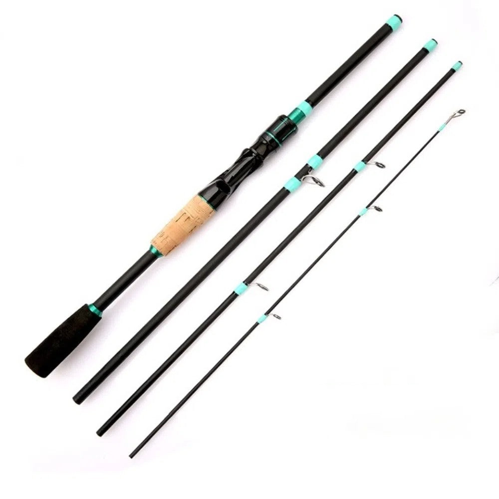 4 Sections Spinning Fishing Rod M Power Spinning Casting Fishing Rod 1.65m/1.8m/2.1m Portable Carbon Fiber Fishing Pole Winter