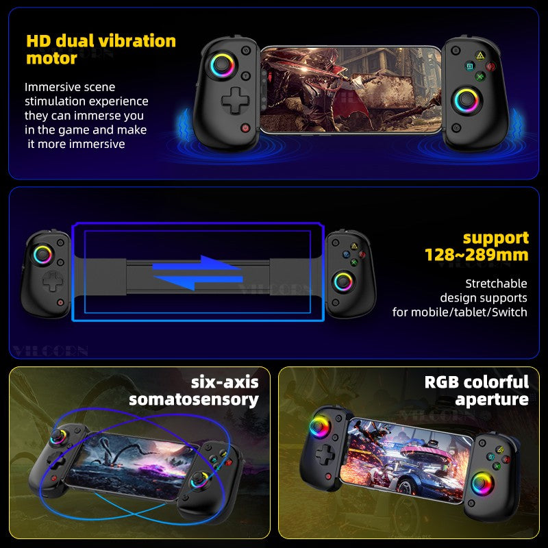 D8Pro RGB Tablet Game Controller FPS Mobile Gamepad For Switch Android ios PS3 PS4 PC Hall Trigger Joystick