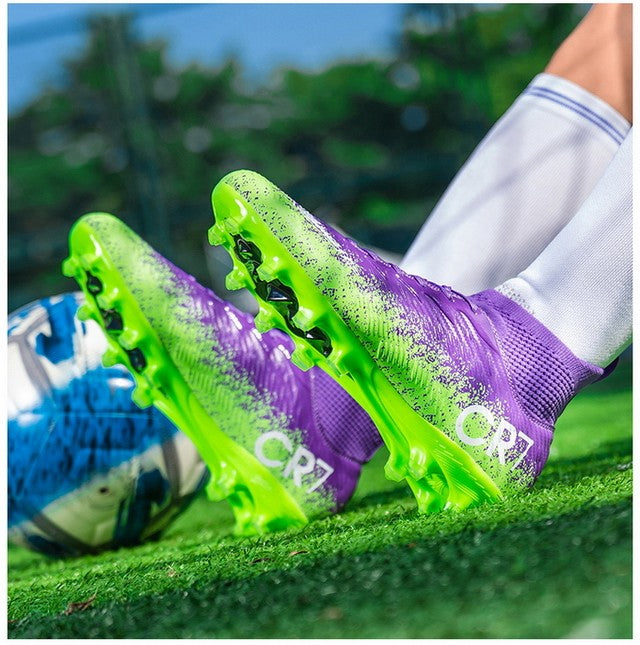 Men Soccer Shoes Football Boots Ultra-light Non-slip Long Spikes Outdoor Professional Cleats Grass Sports Shoes Match Sneakers