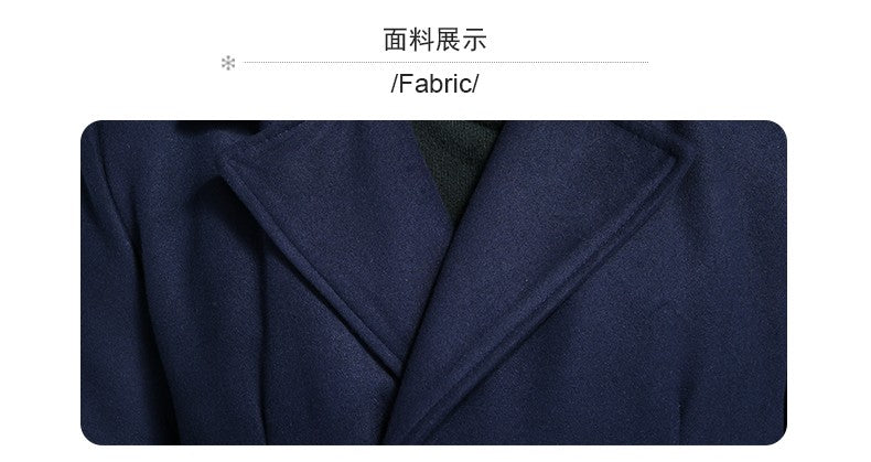 Nerazzurri Autumn Winter Long Elegant Luxury Chic Navy Blue Warm Woolen Coat for Men Double Breasted Wool & blends Overcoat 2023