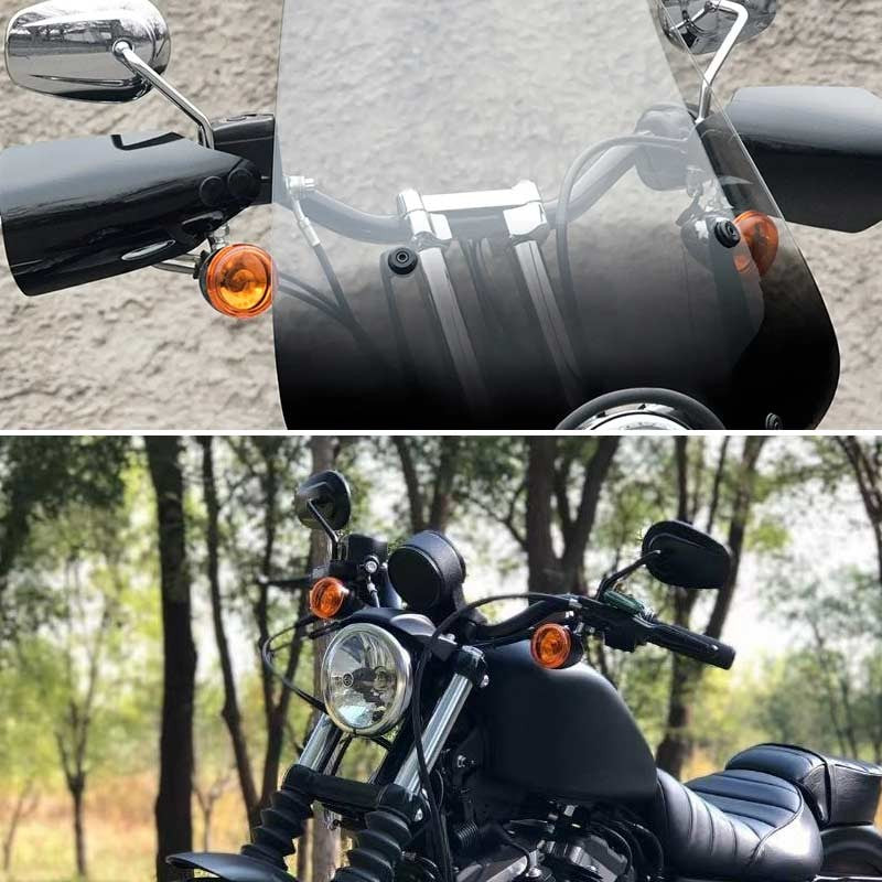 2Pcs Amber Motorcycle Metal Front Turn Signal Lights For Dyna Softail Sportster 883 1200 DRL 3wires Bulb Daytime Running Light