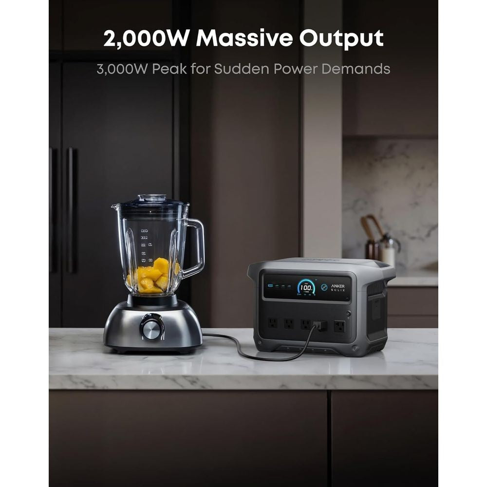 Gerador Solar Portátil 2000W com Bateria 1024Wh, Carregamento Rápido, Ideal para Casa, Atividades ao Ar Livre e Acampamento